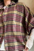 Patrick Plaid Brushed Cotton Blouse Burgundy & Mucky Olive
