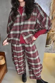 Patrick Plaid Brushed Cotton Blouse Burgundy & Oat