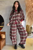 Patrick Plaid Brushed Cotton Blouse Burgundy & Oat