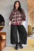 Patrick Plaid Brushed Cotton Blouse Burgundy & Oat