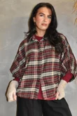 Patrick Plaid Brushed Cotton Blouse Burgundy & Oat