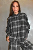 Patrick Plaid Brushed Cotton Blouse Grey