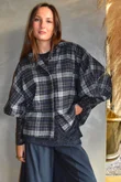 Patrick Plaid Brushed Cotton Blouse Navy