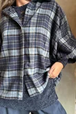 Patrick Plaid Brushed Cotton Blouse Navy