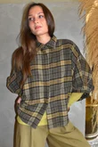 Patrick Plaid Brushed Cotton Blouse Olive