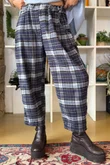 Patrick Plaid Brushed Cotton Carrot Leg Trouser Navy