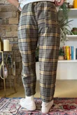 Patrick Plaid Brushed Cotton Carrot Leg Trouser Olive