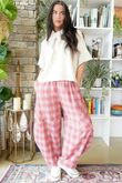 Patrick Plaid Brushed Cotton Barrel Pant Soft Red