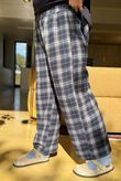 Patrick Plaid Brushed Cotton Kick Pant Blue