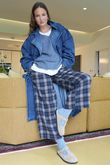 Patrick Plaid Brushed Cotton Kick Pant Blue