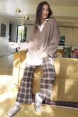 Patrick Plaid Brushed Cotton Kick Pant Chocolate