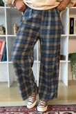 Patrick Plaid Brushed Cotton Kick Pant Teal