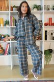 Patrick Plaid Brushed Cotton Kick Pant Teal