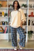 Patrick Plaid Brushed Cotton Kick Pant Teal