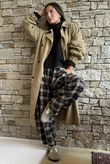 Patrick Plaid Brushed Cotton Barrel Pant Black