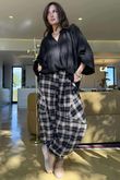 Patrick Plaid Brushed Cotton Barrel Pant Black