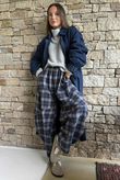 Patrick Plaid Brushed Cotton Barrel Pant Blue