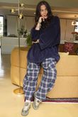 Patrick Plaid Brushed Cotton Barrel Pant Blue