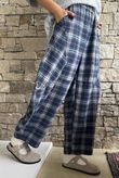 Patrick Plaid Brushed Cotton Barrel Pant Blue