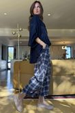 Patrick Plaid Brushed Cotton Barrel Pant Blue