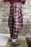 Patrick Plaid Brushed Cotton Barrel Pant Burgundy