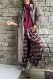 Patrick Plaid Brushed Cotton Barrel Pant Burgundy