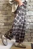 Patrick Plaid Brushed Cotton Barrel Pant Chocolate