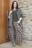 Patrick Plaid Brushed Cotton Barrel Pant Khaki