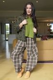 Patrick Plaid Brushed Cotton Barrel Pant Khaki /100 pre order 2 weeks 