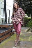 Patrick Plaid Brushed Cotton Shirt Burgundy