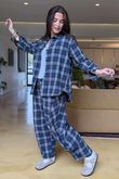 Patrick Plaid Brushed Cotton Shirt Navy