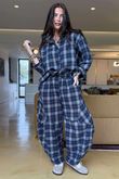 Patrick Plaid Brushed Cotton Shirt Navy