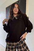 Patrick Plaid Lazy Layer Sweatshirt Black /19=