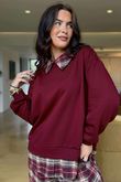 Patrick Plaid Lazy Layer Sweatshirt Burgundy /11=