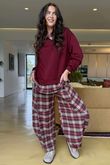 Patrick Plaid Lazy Layer Sweatshirt Burgundy /11=