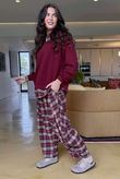 Patrick Plaid Lazy Layer Sweatshirt Burgundy /11=