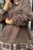 Patrick Plaid Lazy Layer Sweatshirt Chocolate /22=