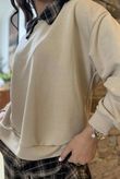 Patrick Plaid Lazy Layer Sweatshirt Stone /18=