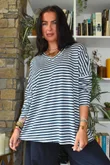 Perfect Breton V Long Sleeve Top Dark Denim 