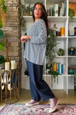 Perfect Breton V Long Sleeve Top Dark Denim 