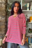 Perfect Breton V Long Sleeve Top Rouge 