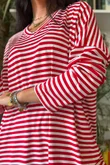 Perfect Breton V Long Sleeve Top Rouge 