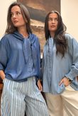 Perfect Chambray Denim Neckerchief Blouse Light 