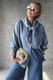 Perfect Chambray Denim Neckerchief Blouse Light 