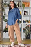 Perfect Denim Peter Pan Blouse Dark