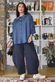 Perfect Denim Peter Pan Blouse Dark