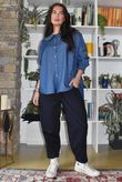 Perfect Denim Peter Pan Blouse Dark