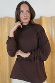 Perfect Layering Ruffle Neck Top Chocolate