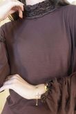 Perfect Layering Ruffle Neck Top Chocolate