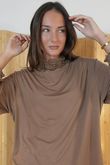 Perfect Layering Ruffle Neck Top Mocha